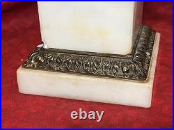 Vintage Classical Brass Mounted Albaster Fluted Column Accent Table Lamp Italian