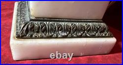 Vintage Classical Brass Mounted Albaster Fluted Column Accent Table Lamp Italian