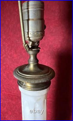 Vintage Classical Brass Mounted Albaster Fluted Column Accent Table Lamp Italian