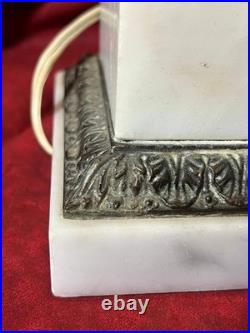 Vintage Classical Brass Mounted Albaster Fluted Column Accent Table Lamp Italian