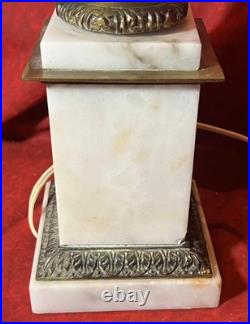Vintage Classical Brass Mounted Albaster Fluted Column Accent Table Lamp Italian