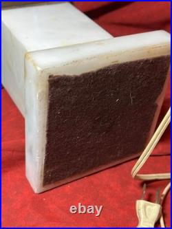 Vintage Classical Brass Mounted Albaster Fluted Column Accent Table Lamp Italian