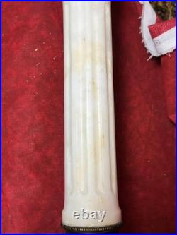 Vintage Classical Brass Mounted Albaster Fluted Column Accent Table Lamp Italian