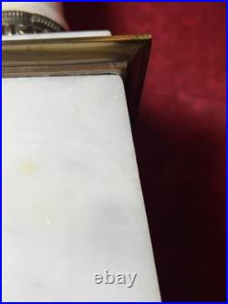 Vintage Classical Brass Mounted Albaster Fluted Column Accent Table Lamp Italian