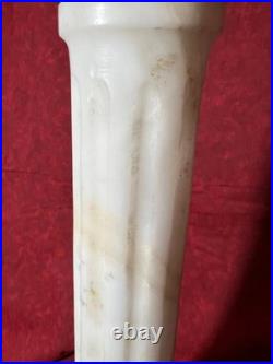 Vintage Classical Brass Mounted Albaster Fluted Column Accent Table Lamp Italian