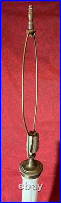 Vintage Classical Brass Mounted Albaster Fluted Column Accent Table Lamp Italian