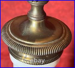 Vintage Classical Brass Mounted Albaster Fluted Column Accent Table Lamp Italian