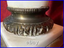 Vintage Classical Brass Mounted Albaster Fluted Column Accent Table Lamp Italian