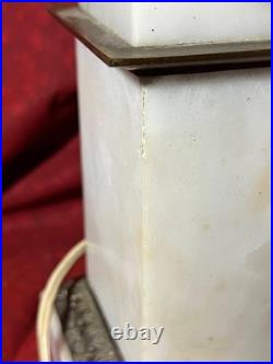 Vintage Classical Brass Mounted Albaster Fluted Column Accent Table Lamp Italian