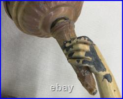 Vintage Clay Moreau Poured Cast Metal Lamp Base withWoman & Harp (Parts) 23 Tall