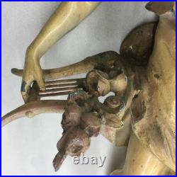 Vintage Clay Moreau Poured Cast Metal Lamp Base withWoman & Harp (Parts) 23 Tall