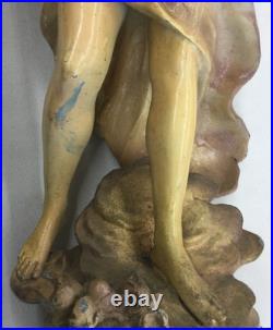 Vintage Clay Moreau Poured Cast Metal Lamp Base withWoman & Harp (Parts) 23 Tall