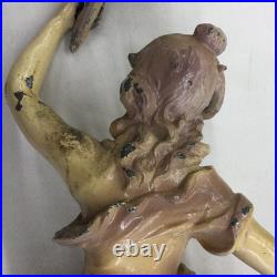 Vintage Clay Moreau Poured Cast Metal Lamp Base withWoman & Harp (Parts) 23 Tall