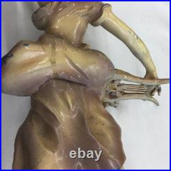 Vintage Clay Moreau Poured Cast Metal Lamp Base withWoman & Harp (Parts) 23 Tall