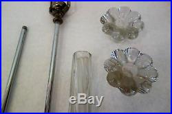 Vintage Clear Glass Swirl Column & Flower Petal Table Lamp Parts
