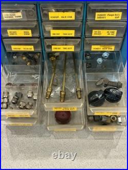 Vintage Coleman Lantern Parts Cabinet Huge Selection Of Parts Many Nos