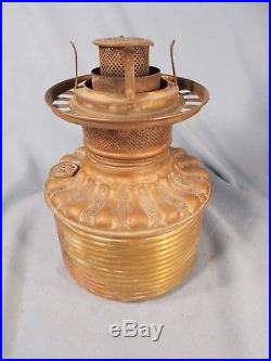 Vintage Consolidate Brass Oil Lamp Drop In Font Tank & 4in Shade Holder c1890