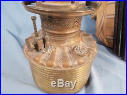 Vintage Consolidate Brass Oil Lamp Drop In Font Tank & 4in Shade Holder c1890