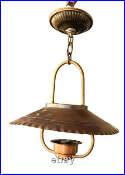 Vintage Copper Hanging Pendant Light Fixture for Parts Underwriter Laboratories