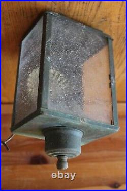 Vintage Copper lantern wall sconce lamp light for parts with bubble seedy glass