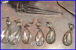 Vintage Crystal Candelabra Electric 2 Arm Lamp with Prisms For Parts / Repair