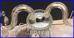 Vintage Crystal Candelabra Electric 2 Arm Lamp with Prisms For Parts / Repair