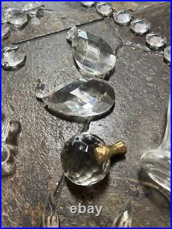 Vintage Crystal Glass Chandelier Lamp Parts Prism Sphere Pendants Bowl Bobeche