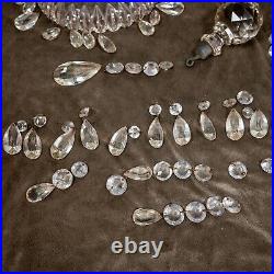 Vintage Crystal Glass Chandelier Lamp Parts Prism Sphere Pendants Bowl Bobeche