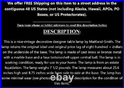 Vintage Decorative Designer Maitland Smith Brass Bronze Marble Table Lamp Light