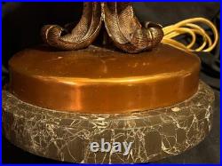 Vintage Decorative Designer Maitland Smith Brass Bronze Marble Table Lamp Light