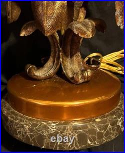 Vintage Decorative Designer Maitland Smith Brass Bronze Marble Table Lamp Light
