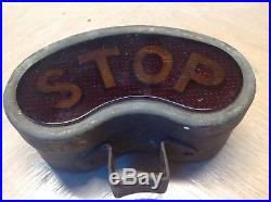 Vintage Early Red STOP Light GLASS Lens OLD Truck Pickup Motorcycle Auto LAMP