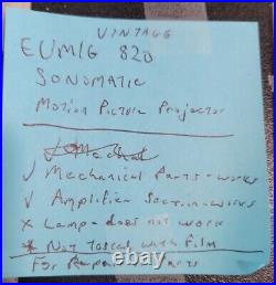 Vintage Eumig 820 Sonomatic Motion Picture Projector FOR PARTS/REPAIR
