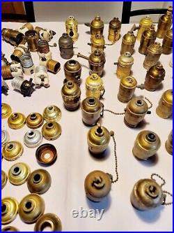 Vintage FAT-BOY Light Sockets Paddle Chain Shells & Other Lamp Parts 150+ Pieces