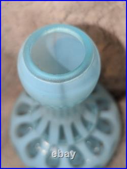 Vintage Fenton Blue Coin Dot Glass Base Only for Student Lamp for Parts