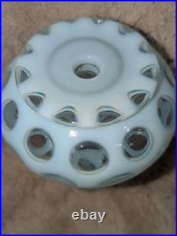 Vintage Fenton Blue Coin Dot Glass Base Only for Student Lamp for Parts