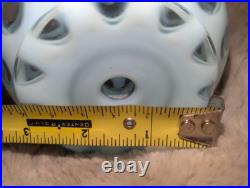 Vintage Fenton Blue Coin Dot Glass Base Only for Student Lamp for Parts
