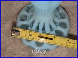 Vintage Fenton Blue Coin Dot Glass Base Only for Student Lamp for Parts