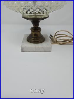 Vintage Fenton Hobnail Moonstone White Lamp Marble Base Brass Fittings