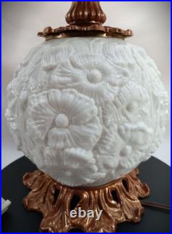 Vintage Fenton Table Accent Lamp Glass Poppy 2 Globe Gone With the Wind Plz READ