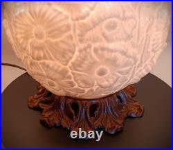Vintage Fenton Table Accent Lamp Glass Poppy 2 Globe Gone With the Wind Plz READ