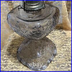 Vintage Floral Pressed Glass P&A Eagle Burner Oil Lamp 19.5