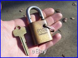 Vintage Ford original Brass padlock key sandusky auto kit promo parts 60s tool