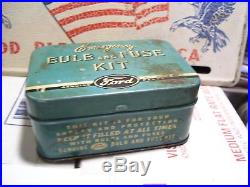 Vintage Ford tin box Emergency can bulb fuse kit tool auto promo lamp part 50s