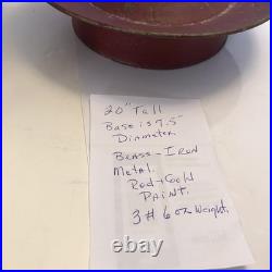 Vintage French Candle Lamp Red Toile Metal And Iron 1920-40