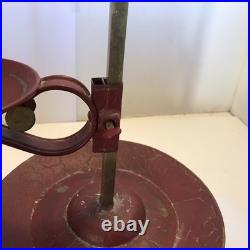 Vintage French Candle Lamp Red Toile Metal And Iron 1920-40