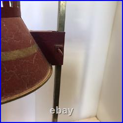 Vintage French Candle Lamp Red Toile Metal And Iron 1920-40