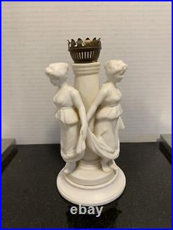 Vintage French Classical Parian Porcelain Figural Three Women lamp stand -parts