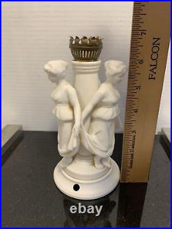 Vintage French Classical Parian Porcelain Figural Three Women lamp stand -parts