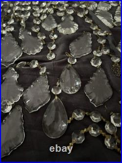 Vintage French cut 80 assorted crystal European lamp parts plus swag crystals
